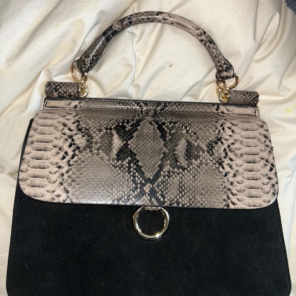 Black and snake skin handbag - Picture 1 of 2
